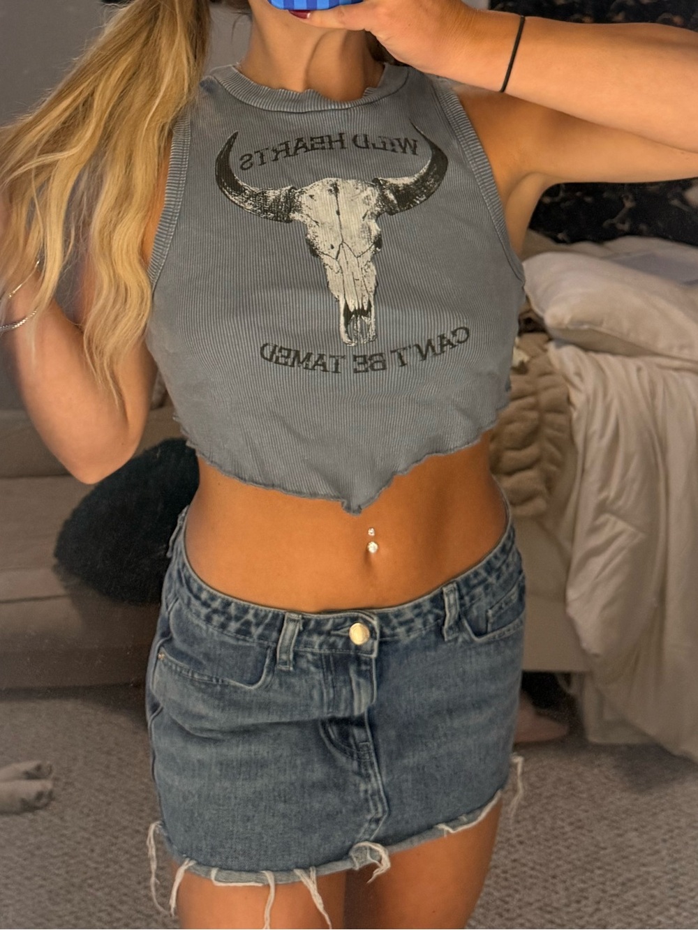 Jean mini skirt